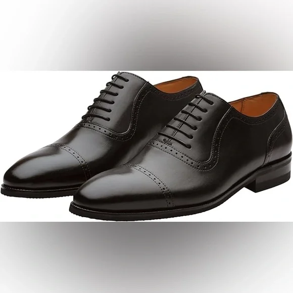 DAPPER SHOES CO. Handcrafted Men\'s Black Cap Toe Brogue Genuine Leather Size 9 Aeron in Black Men main image 4
